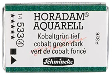 Schmincke – HORADAM® AQUARELL - feinste Künstler-Aquarellfarben, 533 Kobaltgrün tief, 14 533 043, 1/1 Näpfchen