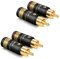 VIABLUE T6S Cinchstecker/RCA * Schraubversion * 24 Karat echtvergoldet * Vollmetallgehäuse * high-end Steckverbindungen * 2 Paar (4 Stück)