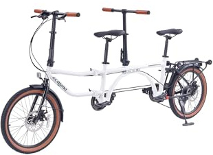 ECOSMO - Tandem Bike - Folding Bike - Adult 20 Inch Bicycle - City Bike 7 Speed - Dual Disc Brakes - 4-Way Folding - Hi-Ten Steel Frame -Rear Rack Mudguard Bell Kickstand Steel - White 30kg -20TF02W
