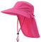 Magracy Herren Damen Outdoor-Sonnenhut mit Nackenklappe breiter Krempe Netzstoff UV-Schutz Hut Gartenarbeit Angelhüte Rosarot