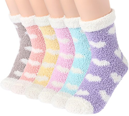 Fluffy Socks for Women and Girls - Soft Fuzzy Comfy Winter Warm Thicken Cozy Home Slipper Bed Socks Heart Pattern for Ladies