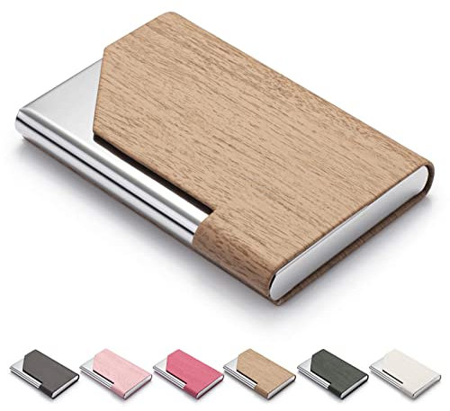 FACATH Visitenkartenhalter für Frauen und Männer, Visitenkartenetui - PU Leder Visitenkartenetui Kreditkartenetui Ausweisetui/Brieftaschentasche mit Magnetverschluss (Light Apricot)