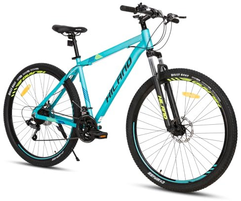 Hiland 29 Zoll Mountainbike, Aluminiumrahmen 21 Gang Schaltung MTB mit Scheibenbremse Federgabel, Mountainbike für Männer Blau