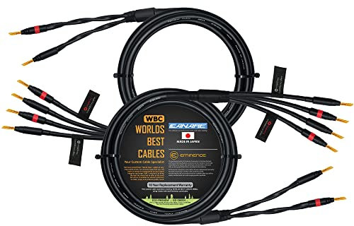 WORLDS BEST CABLES Canare 4S11 Lautsprecherkabel, Audiophile Qualität, HiFi Star-Quad, Bi-Wire, mit Eminence Gold Bananensteckern, 1 Meter