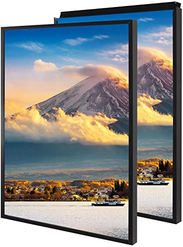 20x28 Inch Poster Frame, Plexiglass, Set of 2, Black Snap Frames, Front-loading Frame, Coating Aluminum Profile, Display Horizontally & Vertically