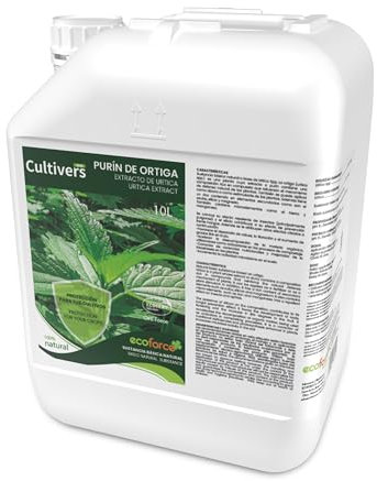 Cultivers Purín de Ortiga Ecológico de 10 L. Súper concentrado. Fungicida Corrige la clorosis férrica. Sustancia Básica Natural Abono preventivo contra las plagas control de hongos