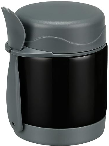 Howeemo 10oz Soup Thermo for Hot Food Kids,Lunch Kids Jar with Spoon Insulated Containers,Leak Proof Stainless Steel Wide Mouth Lunch School(Black)