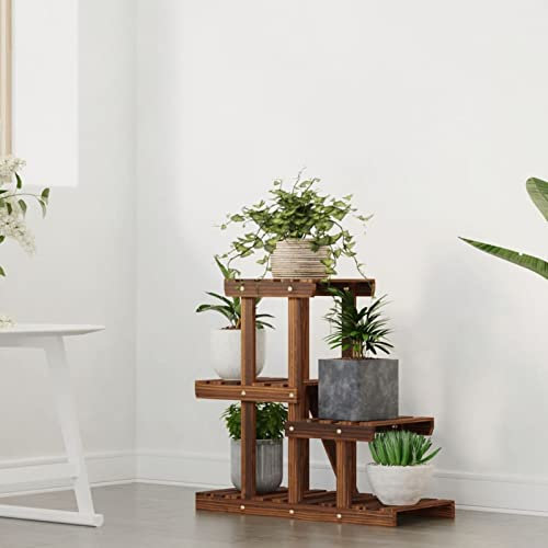 Homgoday Étagère à fleurs - Étagère pour plantes - Banc de fleurs - Escalier pour plantes - Pour salon, jardin, balcon - 58 x 25 x 51 cm - Sapin massif