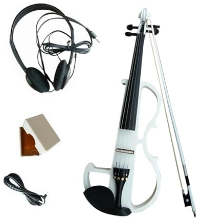 Professionisti Violino Set Violino Elettrico Con Raccordi Violino Con Custodia Rigida Acousti Arco Per Violino Cavo Per Cuffie Custodia Per Il Trasporto Accessori (Color : White)