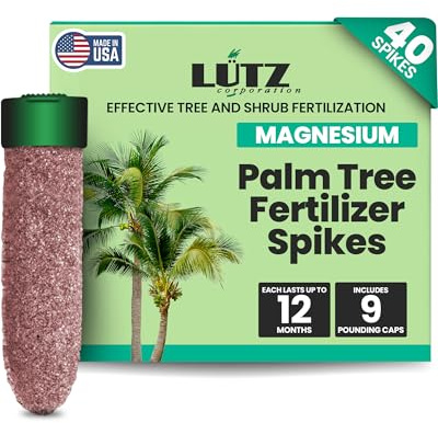 Lutz Corporation, Magnesium Palm Tree Fertilizer Spikes, Pack of 40 - Fertilizer Sticks & Plant Food Spikes for Palm Trees & Ferns - Contains Magnesium, Sulfur & Nitrogen, Essential Nutrients