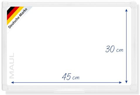 MAUL Whiteboard MAULprimo 30 x 45 cm | Magnettafel inkl. Ablageschale für Marker | Magnethaftend, beschriftbar und trocken abwischbar | Montage in Quer- und Hochformat | Weiß