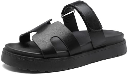 Sviakl Women's Thick Platform Slide Sandals anti-slip Sole Open Toe Strap Summer Flats Shoes 041