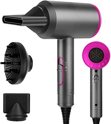 Sendowtek Phon Capelli con Diffusore 2000W, Asciugacapelli Ionico Professionali con 2 Concentratori 3 Velocità 2 Temp, Rapida Phone Capelli per Molte Acconciature Donne Uomini Casa