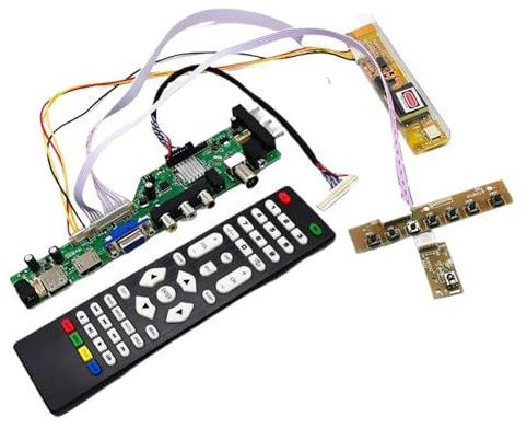 QCKRTAU Kit de Carte Pilote TV numérique LCD DVB-T2/DVB-T Universel D3663LUA V56 V59 for écran LCD 14/15,4 30 Broches LVDS 1280x800