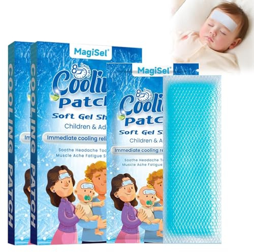 Tiritas para la fiebre, Tiras refrescantes para la frente, Parche refrigerante, almohadillas de gel refrescante para bebés, niños y adultos,14 PCS