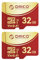 2 Pack ORICO F3 32 GB microSDXC UHS-I Speicherkarte, 100MB/s, 4K UHD Recoding, U3, Class10, V30, A1, Micro SD für Action Kamera, Dash Cam, TF Karte