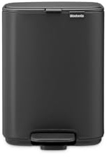 Brabantia Bo Pedal Bin 4L (Mineral Infinite Grey), Space-Efficient and Soft Closing Waste Bin with Light Pedal Operation, Easy to Clean Plastic Inner Bucket with Free PerfectFit Rubbish Bags Included