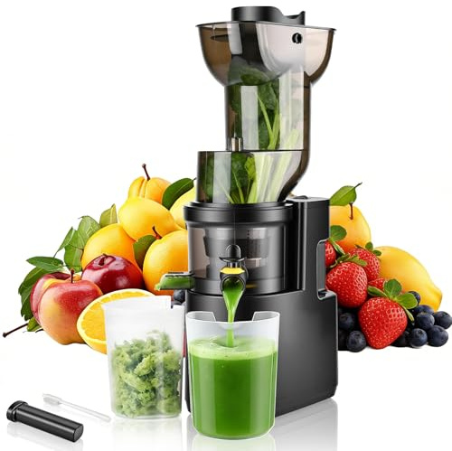 Rawhui Estrattore Frutta e Verdura,Slow Juicer con Ampio Bocca da 98MM, Spremiagrumi Elettrico Professionale 500W con Funzione di Inversione,Tasso di estrazione fino al 98%, Estrattore di Succo