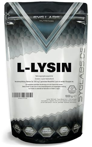 L-Lysin pulver 100 % ren – 1 000 g aminosyra Lysin – 1 kg | utan tillsatser – vegansk – med mätsked