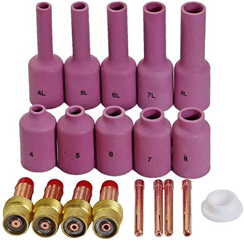 RIVERWELD WIG-Gaslinse 45V24 10N22 (1,0 mm) 45V25 10N23 (1,6 mm) 45V26 10N24 (2,4 mm) 45V27 10N25 (3,2 mm) Keramikbecher 54N14 8# 54N15 54N16 6# 54N17 5# 54N18 4# für WP 17 18 26 WIG-Brenner 19st