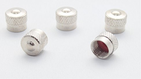 5X Ventilkappen kurz leicht Metall mit Gummiring Dichtung Farbe: Silber Chrom Ventilkappe Vsk