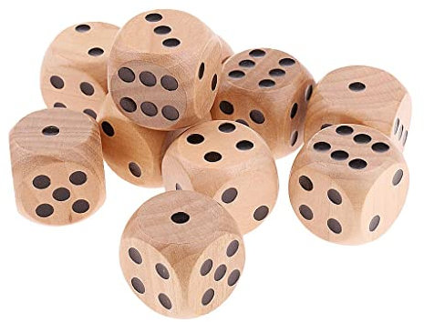 Sharplace 10 Stück Große D6 Holzwürfel Würfel-Set, Natürlich Holz Spielwürfel, Kartenspiel Partyspiele zubehör, 2cm