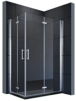 SONNI Duschkabin hörningång 100 x 120 cm, 6 mm nanoESG, 2-vägs vikbar, silver