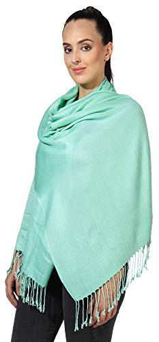 World of Shawls Pashmina Style All Seasons Handcrafted Wrap Shawl Stole Scarf (Mint)