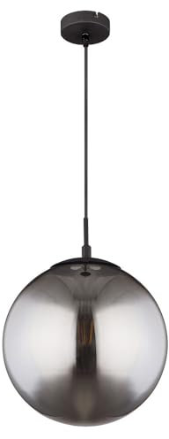 etc-shop Kugel Design Decken Pendel Leuchte Filament rauch Wohn Zimmer Glas Lampe schwarz matt im Set inkl. LED Leuchtmittel