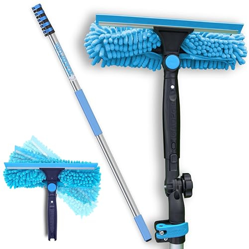 IGADPole Professional Telescopic Window Cleaning Kit 20ft(6m), Extension Pole and Single Pivot 10(25cm) Squeegee, Window cleaning washer tools