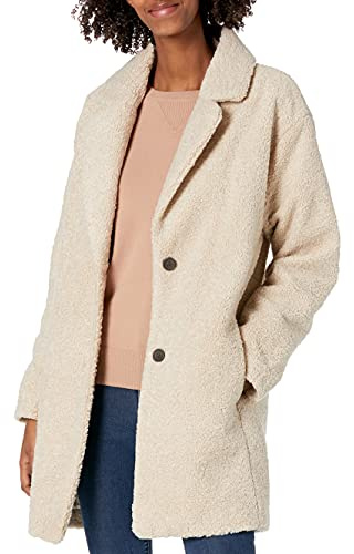 Amazon Essentials Women's Teddy Bear Fleece Oversized-Fit Lapel Jacket, Sand, Large
