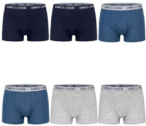 Enrico Coveri, (Pacco da 6 Boxer Bambino e Ragazzo in Cotone Elasticizzato, Elastico Esterno, EB4000 (Assortito 12 anni-14 Anni)