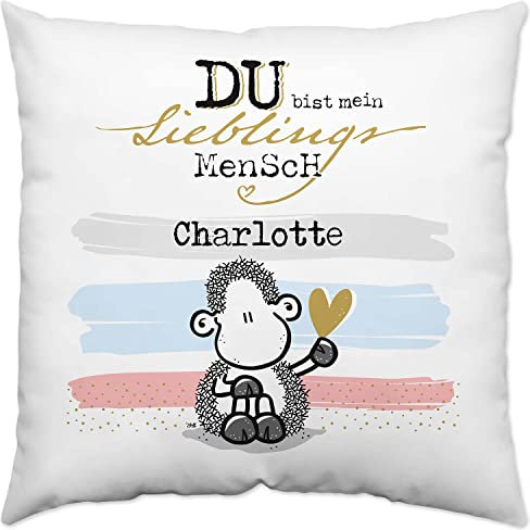 SHEEPWORLD Kissen Motiv »Du bist Mein Lieblingsmensch ...« mit Wunschnamen, weiß, personalisiert