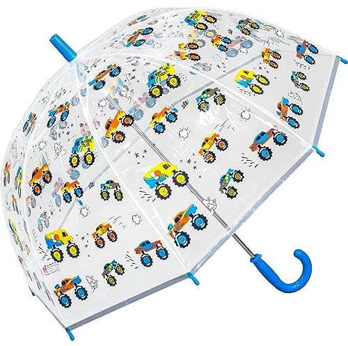 Susino Children's See-Through Dome Umbrella - Monster Trucks