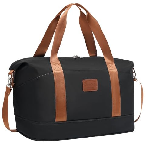 COOLIFE Cabin Bag 45×36×20cm for Easyjet Airlines, Travel Duffel Bag with Trolley Sleeve, Travel Holdall Carry-on Hand Luggage, Weekend Bags for Women (Black)