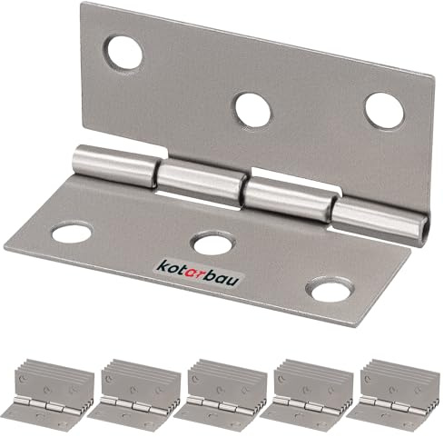 KOTARBAU® Set med 25 möbelgångjärn 45 mm möbelband skåpgångjärn nickel rullade gångjärn vikbara pianoband kontakter lådband verktygslådor