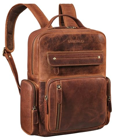 STILORD 'Blaze' Vintage Mochila Piel Hombre Mujer Grande 11 Pulgadas Tablet Macuto Cuero Genuino para Universidad Escuela Ocio Cabina Avion, Color:kara - cognac
