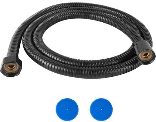 Premium Stainless Steel Shower Hose - 2m Leakproof and Anti-Kink Replacement Hose (Black)