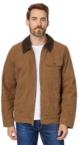 Levi's Men's Cotton Field Jacket With Corduroy Collar, Brown Quilt Lined, Medium