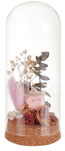 GOMAKERER 1pc Cloche à Dôme D'Affichage en Verre, Pot de Cloche 65x153mm Terrarium avec Base en Liège Présentoir Décoratif Dôme pour Plantes, Fleurs, Décoration D'Exposition de Noël, Clair
