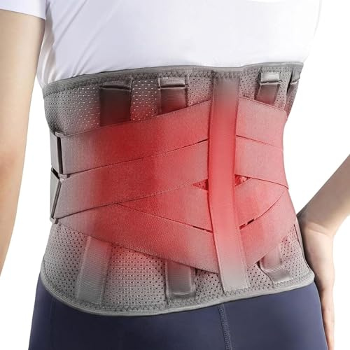 HONGJING Back Support Brace with Heating for Lower Back Pain Relief | Heated Lumbar Compression Belt Built-in 7 Metal Stays 5000mAh Rechargeable Battery, for Pain Relief -M