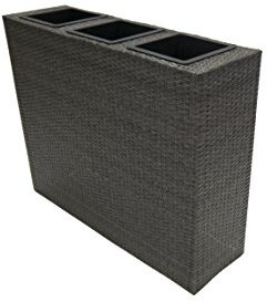 CB Home & Style Raumteiler XXL Bicolour Blumentopf Pflanzkübel Rattan Grau 100x80x30cm