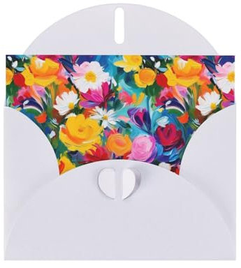 kastiong Impasto - Biglietto di auguri con stampa floreale, biglietto di anniversario, biglietto di compleanno, biglietto di ringraziamento, biglietti vuoti per familiari e amici, 2 pezzi