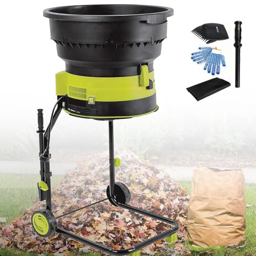 Broyeur De Feuilles électrique Filaire, Broyeur De Jardin Portable 2500 W Avec Roues, Broyeurs Et Déchiqueteurs 8000 Tr/Min Avec Sac De Collecte, Diamètre De L'entonnoir 54 Cm,noPowercord