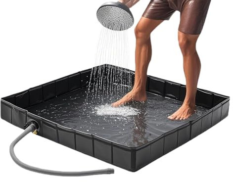 Receveur de douche portable | Cabine de douche avec trou de drainage | sol souple souple pour camping, jardin, sauna, bain pour animaux de compagnie, caravanes et extérieur