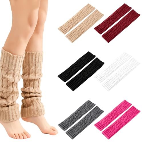 GAOUTO 1 par benvärmare för kvinnor, tjocka stickade vinterleggings, benvärmare, långa benvärmare, stövlar strumpor för kvinnor och flickor, stickade leggings för vinter