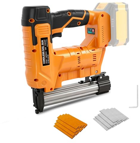 18GA Akku-Brad-Nagler für Dewalt 18-V-Akku (ohne Batterie), 2-in-1 bürstenlose Nagelpistole, Heftpistole, Tacker, Nagler mit 1000 Nägeln und 1000 Heftklammern für Holzbearbeitung, DIY-Projekt (für