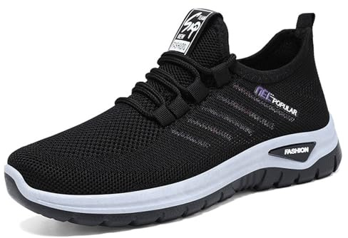 CEWIFO Scarpe Donna Casual per diabetici da Ginnastica Leggere e Traspiranti Uso Quotidiano Design Elegante con Chiusura a Slip-on Ideali Ogni Stagione (Black, 39)