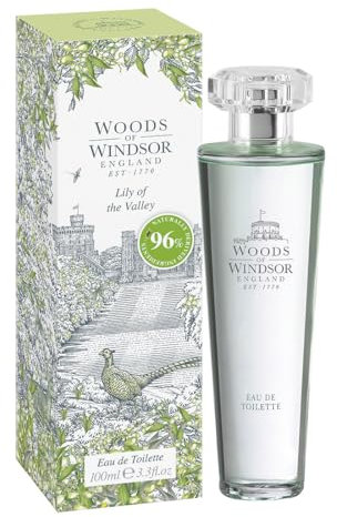 Woods of Windsor Lilly of the Valley Eau de Toilette, blumiges Damenparfüm mit Noten von taufrischen grünen Blättern, Geranienöl und Zitrusfrüchten, Maiglöckchenduft, 100 ml