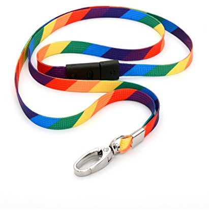 CKB Ltd® 50x Breakaway RAINBOW Regenbogen Streifen Lanyards Neck Strap Band Halsband Metall-Klipp For ID Card Ausweiskartenhalter Neuheit Flippig Schlüsselband mit Sicherheitsverschluss Schlauchband